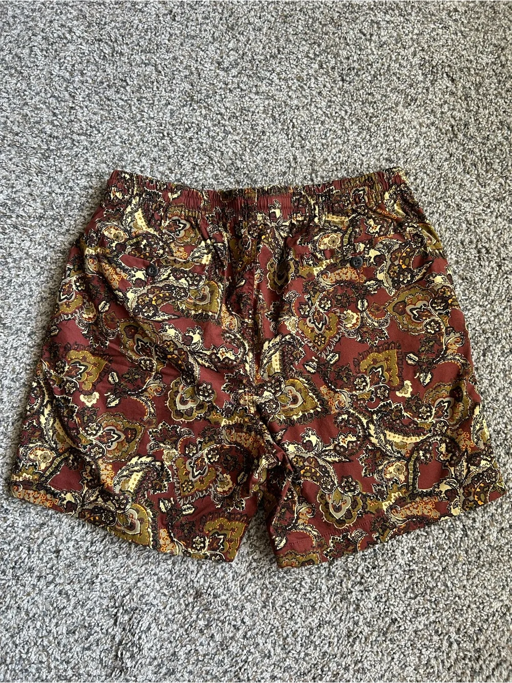 J. Crew Paisley Drawstring Shorts - Burgundy & Gold